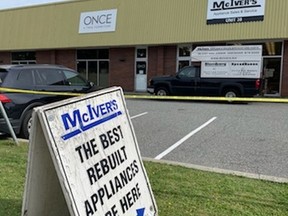 June 27, 2019 - Vancouver Police investigate the suspicious death of John McIver at his appliance store in East Vancouver. McIver was found dead in the shop Wednesday.