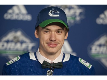 Arturs Silovs is picked in the sixth round by the Vancouver Canucks in Day 2 of the 2019 NHL Draft at Rogers Arena.