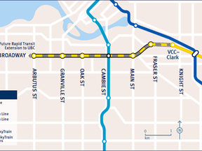 The 5.7-kilometre Broadway subway will run between VCC-Clark and Arbutus in Vancouver, and is budgeted for $2.83 billion.