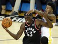 Toronto Raptors forward Pascal Siakam (43) drives to the basket while Golden State Warriors forward Jordan Bell (2) defends during Game 3 of the NBA Finals at Oracle Arena. (Sergio Estrada-USA TODAY Sports)