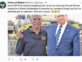 Prince of Whales tweets in response to the U.S. president's mistake.