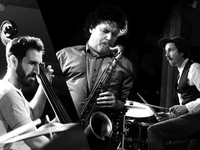 Malleus Trio are, from left, Georgie Hart (bass), Dominic Conway (saxophone), and Ben Brown (drums).