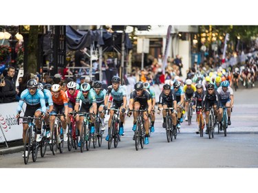 Men's race at 2019 Gastown Grand Prix,  More than 200 cyclists from 10 countries raced for the biggest criterium winning prize money in North America. Photo: Francis Georgian / Postmedia