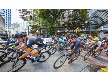 Men's race at 2019 Gastown Grand Prix,  More than 200 cyclists from 10 countries raced for the biggest criterium winning prize money in North America. Photo: Francis Georgian / Postmedia