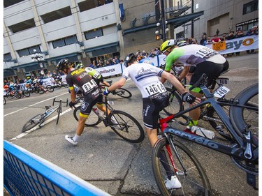 Men's race at 2019 Gastown Grand Prix,  More than 200 cyclists from 10 countries will race for the biggest criterium winning prize money in North America. Photo: Francis Georgian