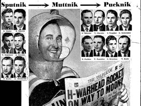 Moscow Dynamo Soviet hockey tour in 1957, from ATIP. Orginally published in the Toronto Telegram.