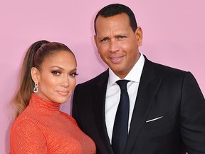 Jennifer Lopez and fiance Alex Rodriguez arrive for the 2019 CFDA fashion awards at the Brooklyn Museum in New York City on June 3, 2019. (ANGELA WEISS/AFP/Getty Images)