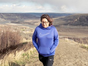 Connie Greyeyes at a lookout over the valley in Fort St. John.