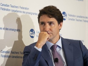 Prime Minister Justin Trudeau listens to a question during a discussion at the Canadian Teachers Federation annual general meeting in Ottawa, Thursday July 11, 2019.