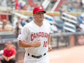 Vancouver Canadians pitcher Andy McGuire runs out from the dugout during a recent Northwest League game.