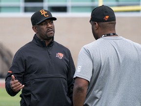 GM Ed Hervey, left, has had several talks with head coach DeVone Claybrooks about the B.C. Lions. It sounds like he'll have a few more chats when he gets back to work on Monday.