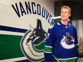 Tyler Myers at Rogers Arena in Vancouver, BC, July 1, 2019.