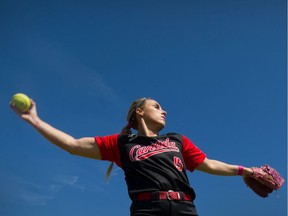 Team Canada pitcher Danielle Lawrie, a Langley athlete who made a name for herself on the diamond, practises at Softball City in Surrey.