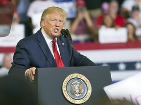 U.S. President Donald Trump speaks during a rally in Greenville, North Carolina, U.S., on Wednesday, July 17, 2019.