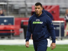 Seattle Seahawks' quarterback Russell Wilson on the field prior to a game against the Arizona Cardinals in January 2016.