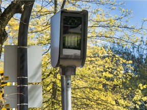Red light camera intersection at Capilano Road and Marine Drive in West Vancouver.