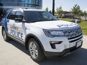 Mock up of a Surrey city police cruiser. Bob Cheema is alleging that he is defamed in a series of tweets and says one of them suggests he has secretly handpicked the chief for the new police department.