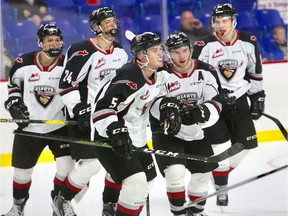 Vancouver Giants defenceman Jacob Gendron (5) will make his WHL debut in his hometown of Prince George on Friday against the Cougars.