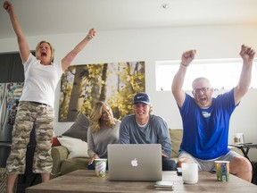 UBC Thunderbirds pitcher Curtis Taylor celebrates with his family in Port Coquitlam after being drafted by the Arizona Diamondbacks on June 10, 2016.
