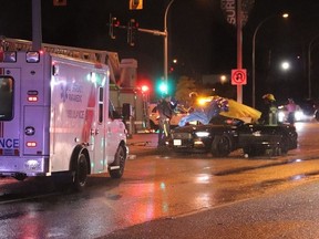 One man is dead after a Mustang and a Camero collided in Surrey early Sunday morning.