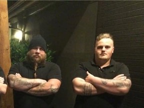 The late Reece Russell is on the right, standing beside Soldiers of Odin member Tyler Herrewynen. Facebook photo.