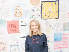 Victoria artist Diana Weymar started hand-stitching the words of U.S. President Donald Trump onto textiles in early 2018