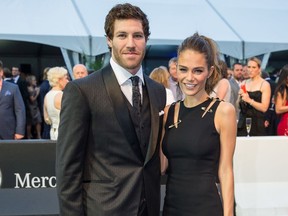 Brandon Prust of the Canadiens and Maripier Morin arrive at at The Grand Evening party to kick off the Canadian Grand Prix weekend at the L’Arsenal in Montreal on June 5, 2014.