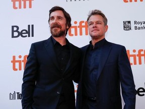 Actors Matt Damon and Christian Bale pose as they arrive at the international premiere of "Ford V Ferrari" at the Toronto International Film Festival (TIFF) in Toronto, Ontario, Canada September 9, 2019. REUTERS/Mario Anzuoni ORG XMIT: MMX297