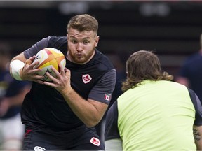Justin Blanchet warms up prior to Canada playing USA in a game at BC Place on Sept. 7, leading up to the 2019 Rugby World Cup in Japan