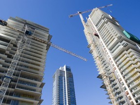 Condo towers under construction in the Metrotown area. A booming residential construction sector contributed to B.C.'s rising greenhouse gas pollution levels in 2017.