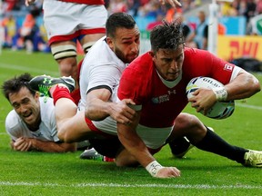 Canada's DTH van der Merwe scores their first try against Romania in the 2015 Rugby World Cup. Photo: Peter Cziborra/Reuters