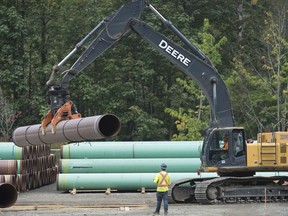 Pipeline pipes are seen at a Trans Mountain facility near Hope, B.C., Thursday, Aug. 22, 2019.
