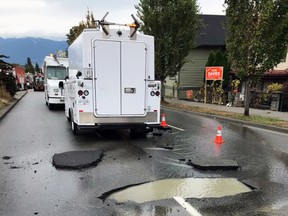 City of Vancouver crews repair a broken water main on Knight Street.