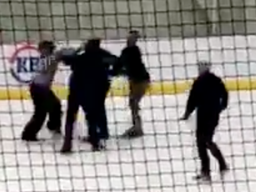 A screenshot taken from video footage of the brawl.