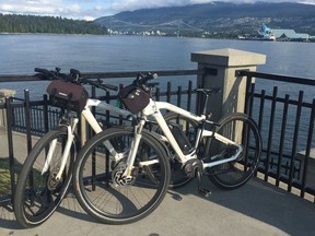 BMW Cruise e-Bikes from the Fairmont Pacific Rim's electric bike fleet.