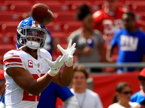 Running back Saquon Barkley should return to action for the New York Giants on Sunday. (GETTY IMAGES)