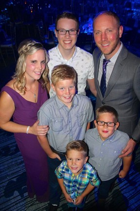 The Bredenhof family of Abbotsford — parents Tracey and Ray and children Jacob, Evan, Noah and Kaleb — shared their Ronald McDonald House story. The family would spend a total of 182 Nights at Ronald McDonald House while Jacob was seeking treatment in Vancouver. Photo: Fred Lee.