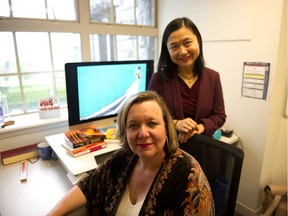 UBC professor Marina Adshade (seated) and assistant professor Yue Qian pictured at UBC on Thursday, Oct. 17, 2019. The pair will be among the speakers at an Oct. 25 event put on by UBC Robson Square about How Marriage Impacts Our Health and Happiness.
