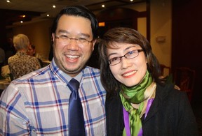 Care B.C.’s Kevin Yip and May Soo were all smiles when their charity Chinese dinner set a new fundraising standard. Photo: Fred Lee.