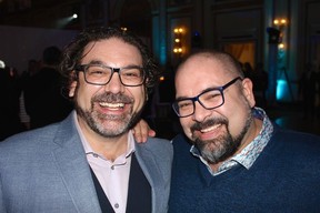 Arts Umbrella artistic director Paul Moniz and associate director Andy Toth were all smiles following the record setting night. Proceeds will ensure more kids have access to an arts education. Photo: Fred Lee.