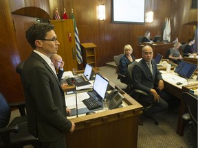 Vancouver city council debates ride hailing at a council meeting at city hall  October 2, 2019. Pictured is city manager Sadhu Johnston addressing council.