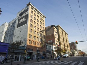 The Balmoral Hotel on the 100-block of East Hastings is one of the few properties that saw a drop in value in 2020, due to its building having no value.