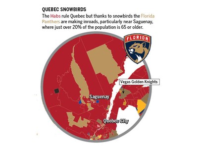 Updated NHL Fan Map - based on postal code proximity : r/nhl