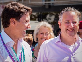 Prime Minister Justin Trudeau and Vancouver mayor Kennedy Stewart march in the Vancouver Pride Parade.
