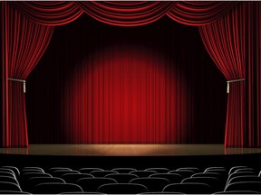 [PNG Merlin Archive] FOR SPORTS SPECIAL SECTION - Theatre stage with red curtain and spotlight on the stage