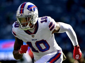 Terrelle Pryor of the Buffalo Bills warms up prior to the game against the New York Jets at MetLife Stadium on November 11, 2018 in East Rutherford, New Jersey.