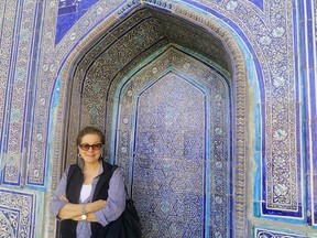 Patricia Schultz, author of 1000 Places to See Before You Die, in Khiva Uzbekistan.
