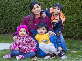 Abigail Castillo and her three children in Richmond.