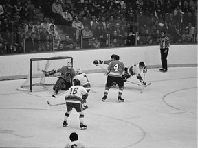 The Vancouver Canucks and Philadelphia Flyers engaged in the first NHL brawl at the Pacific Coliseum on Dec. 29, 1972.