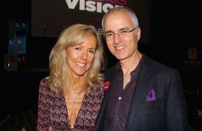 Escorted by her husband Allen Challmie, Heather Challmie, the evening’s special guest shared her journey living Retinitis Pigmentosa, which spurred giving to provide hope for millions at risk of vision loss. Photo: Fred Lee.
